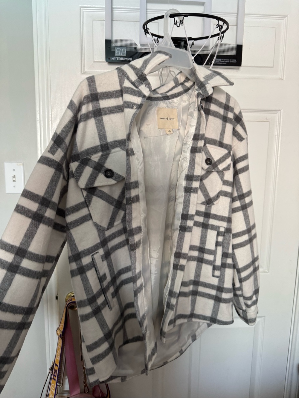 grey and white flannel